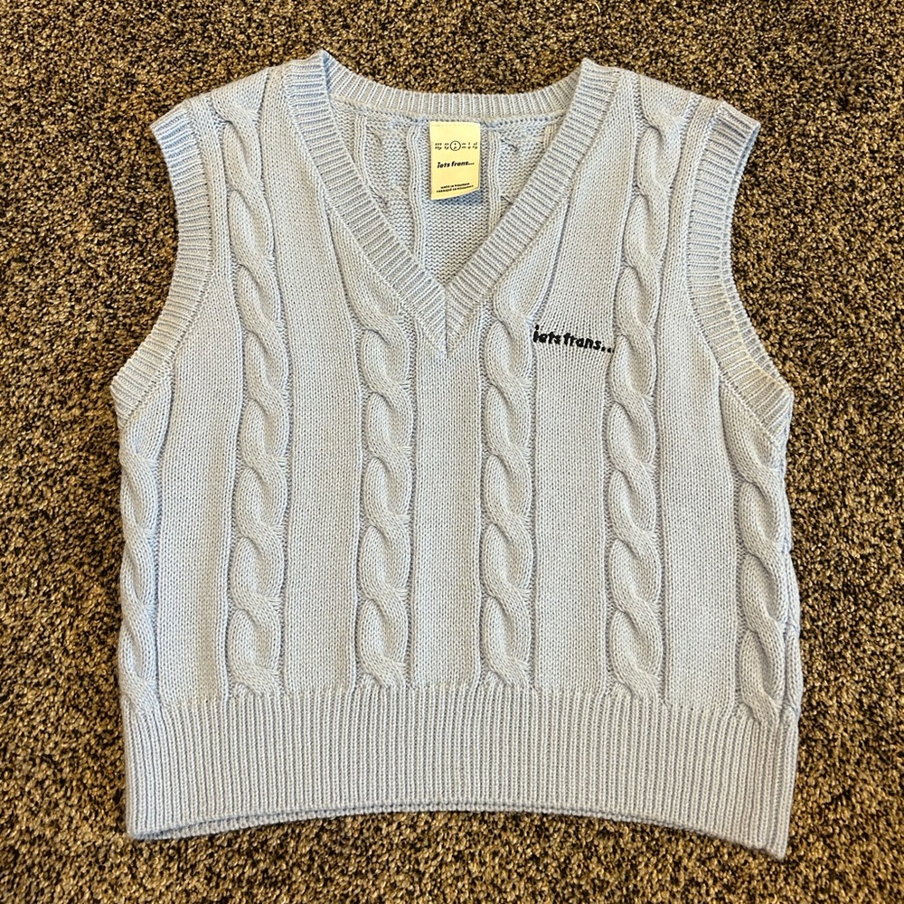Urban Outfitters Light Blue Cable Knit Sweater Vest